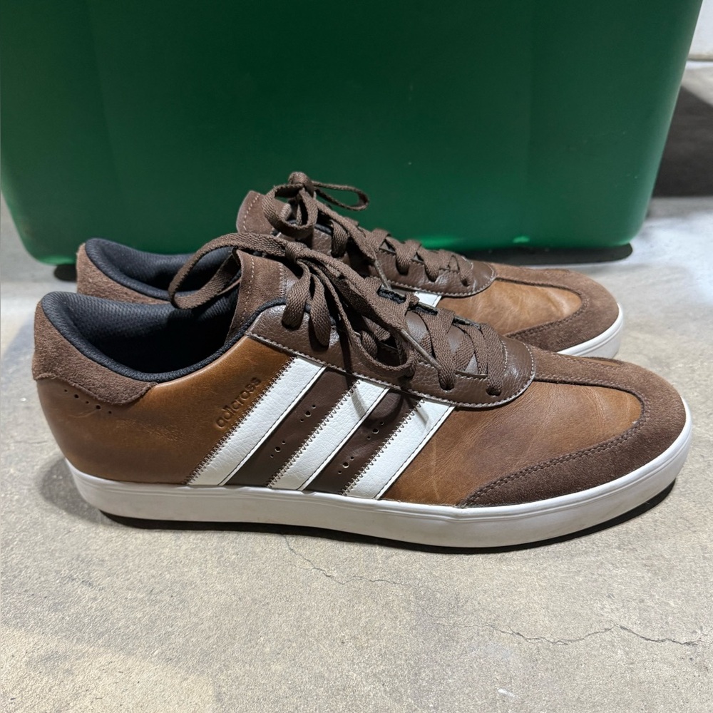 Adidas Adicross Leather Spikeless Golf Shoes Brown/White Men's Size 13 - Picture 7 of 16